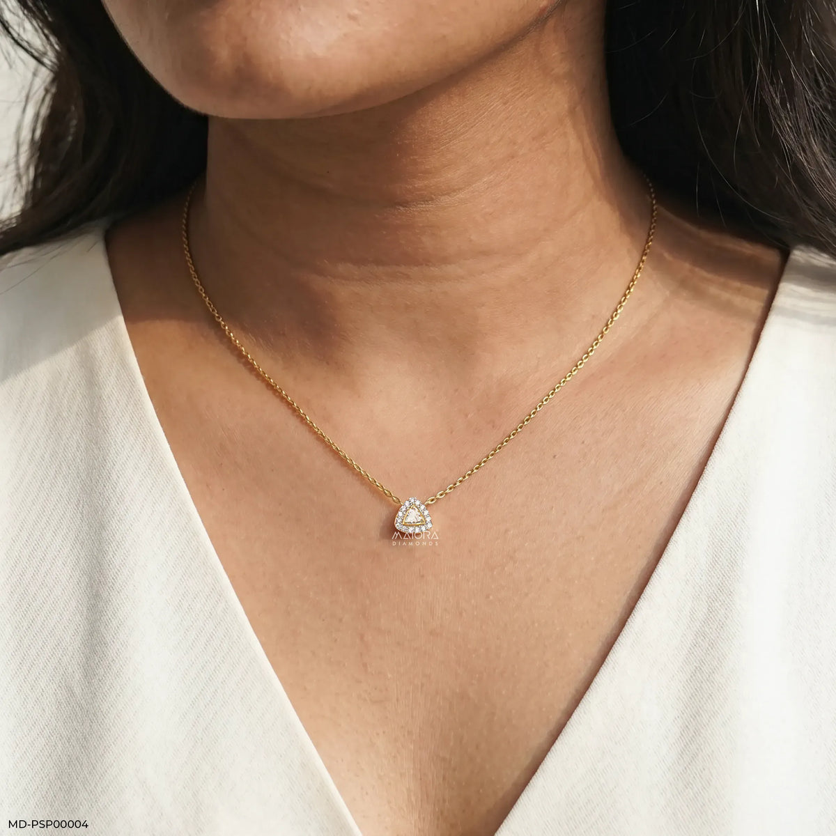 0.50 Carat Azure Trillion Halo Solitare Lab Diamond Pendant