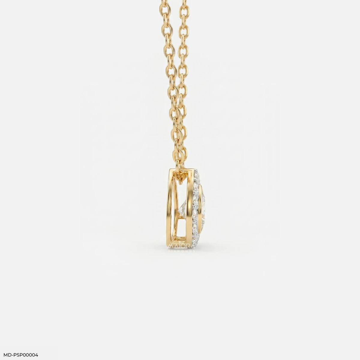 0.50 Carat Azure Trillion Halo Solitare Lab Diamond Pendant