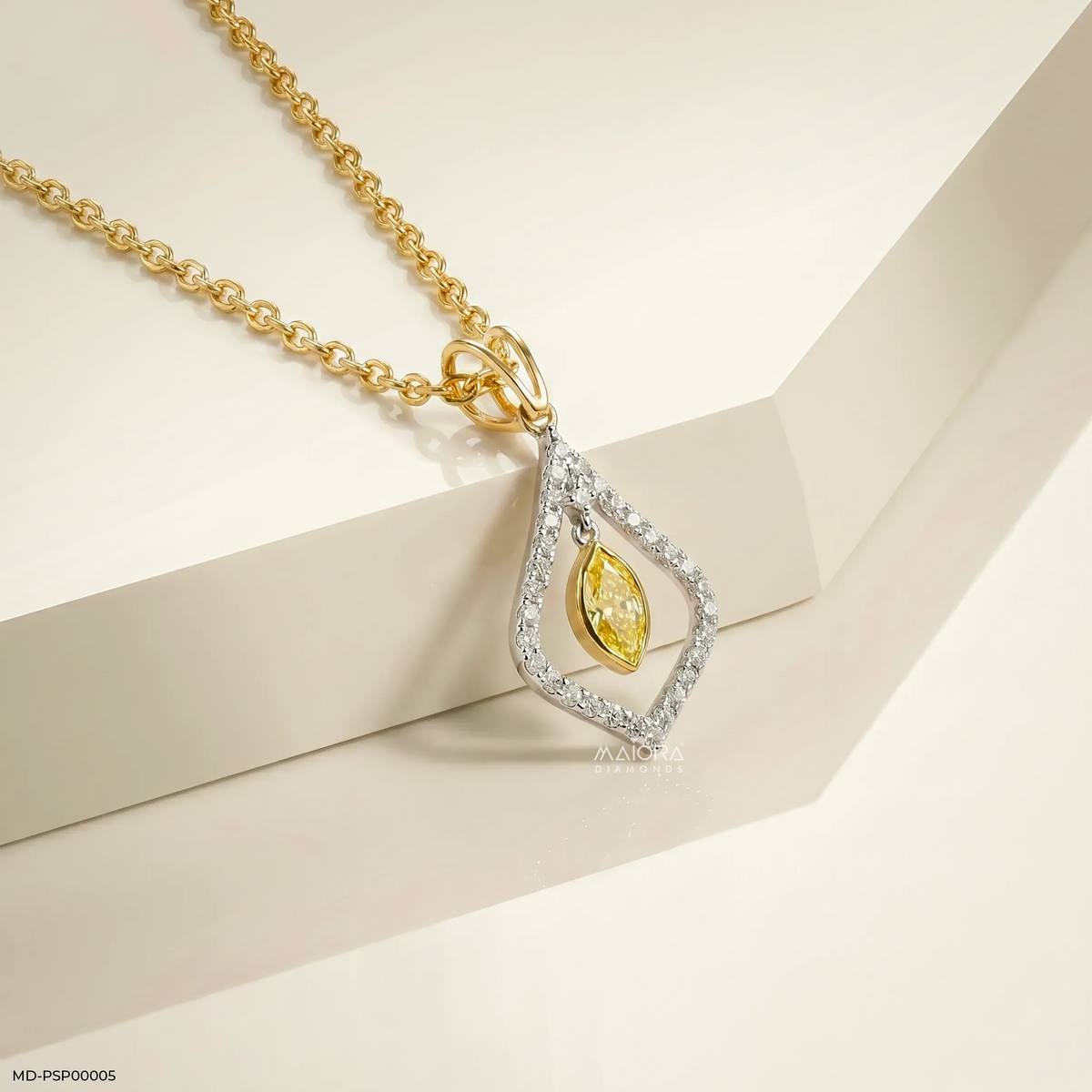 0.65 Carat Dual Shade Yellow Color Diamond Pendant