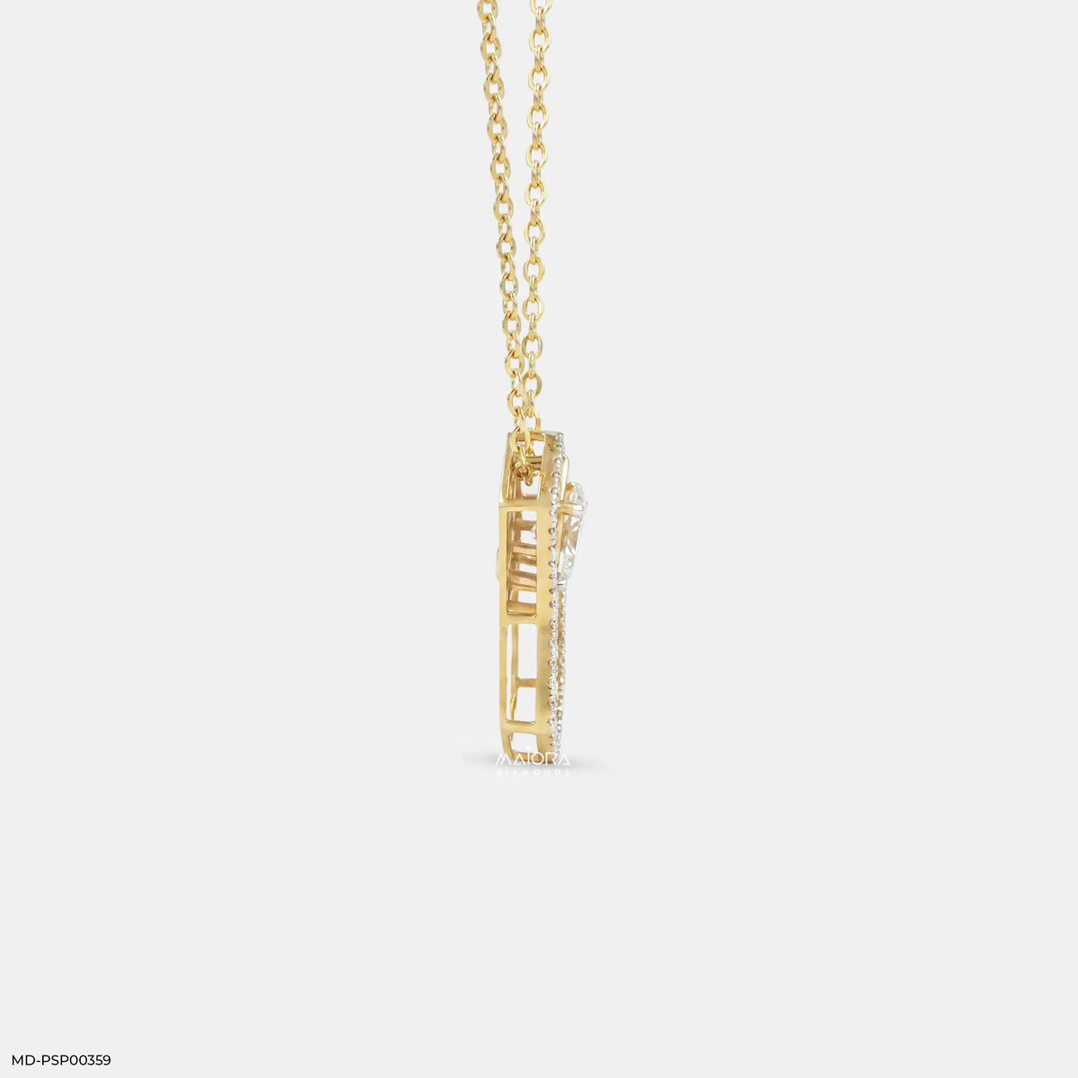 Stylish Hexa Oval Solitaire Diamond Pendant
