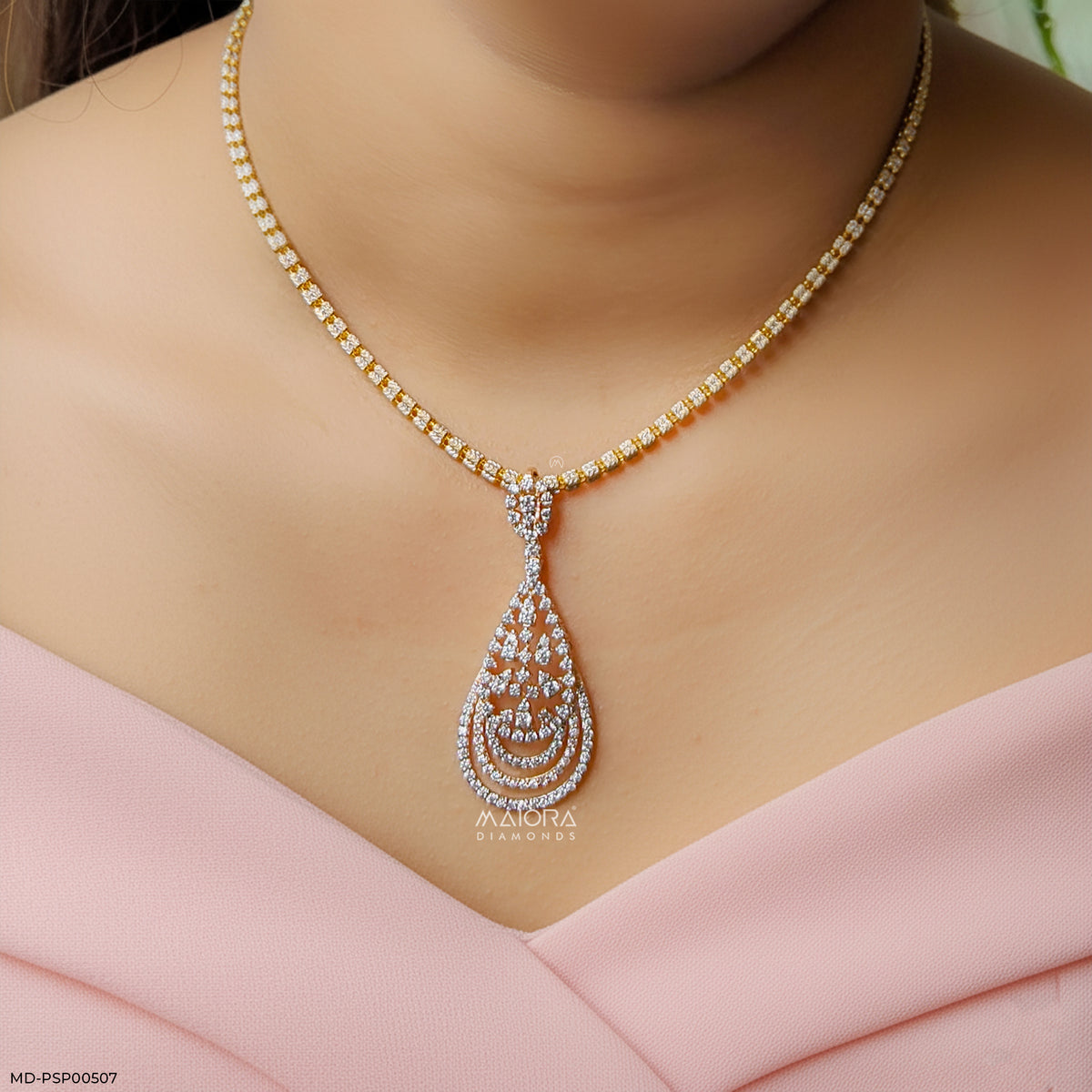 Filigree Teardrop Diamond Pendant