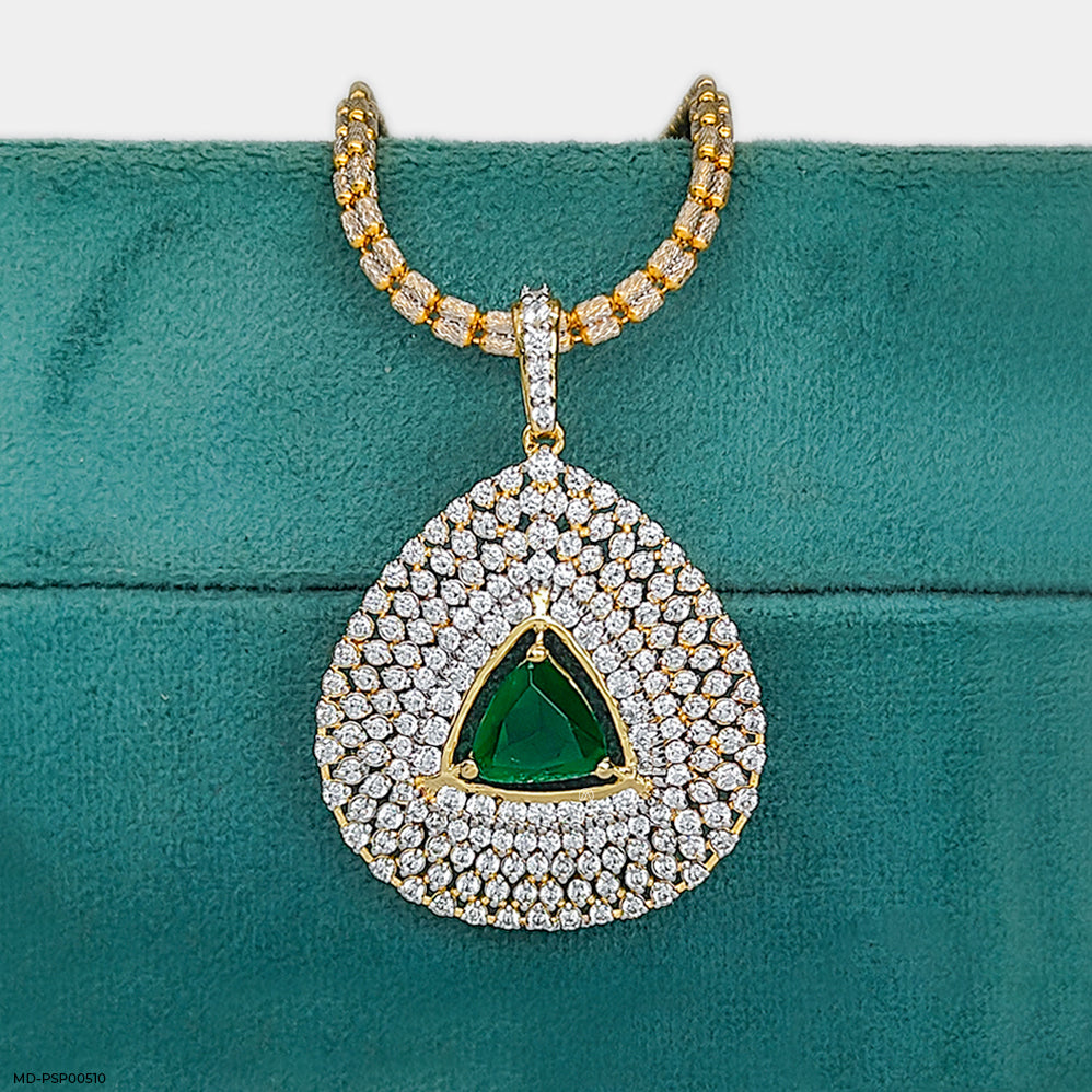 Inverted Pear with Triangle Emerald Pendant