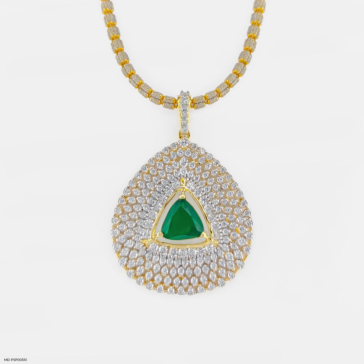 Inverted Pear with Triangle Emerald Pendant