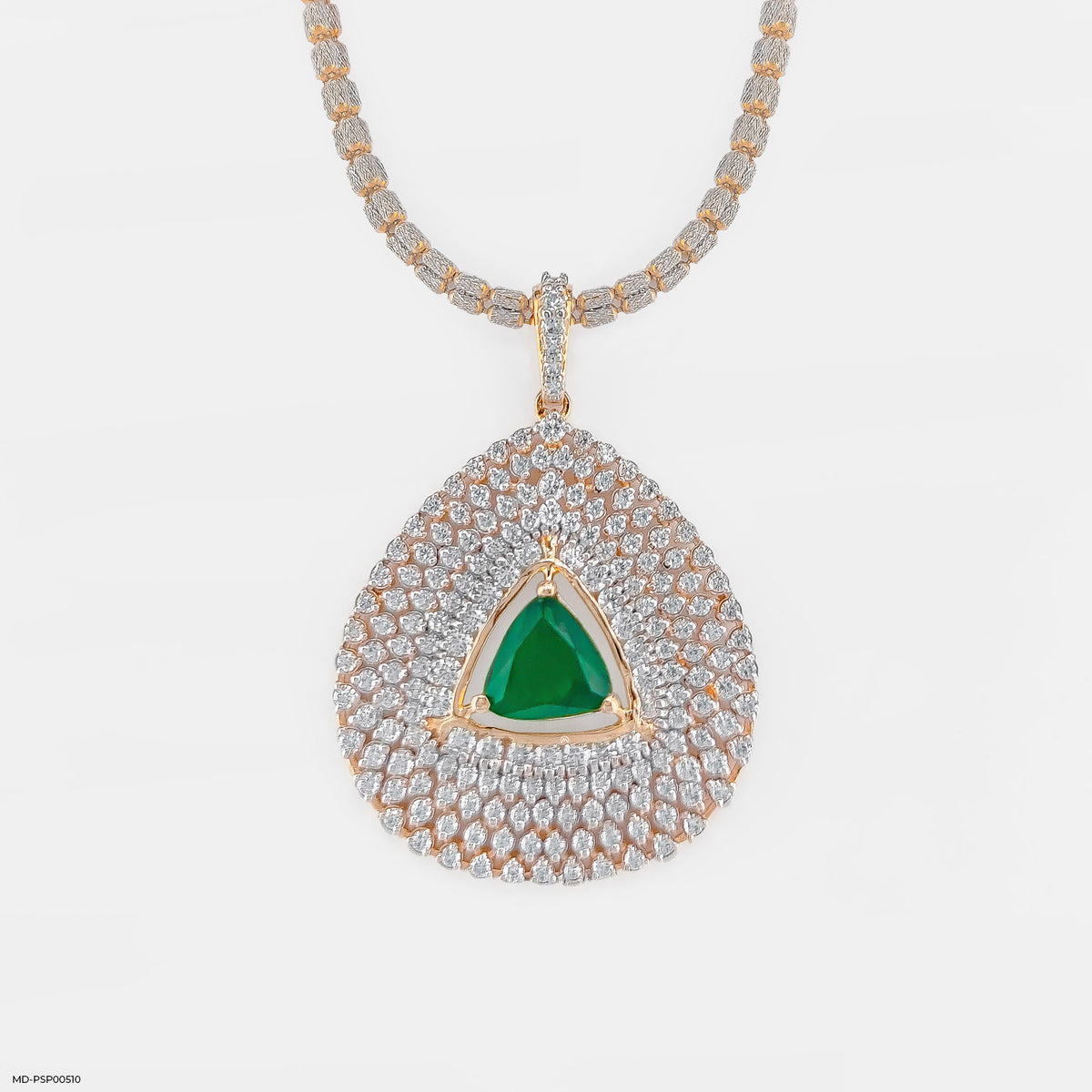 Inverted Pear with Triangle Emerald Pendant
