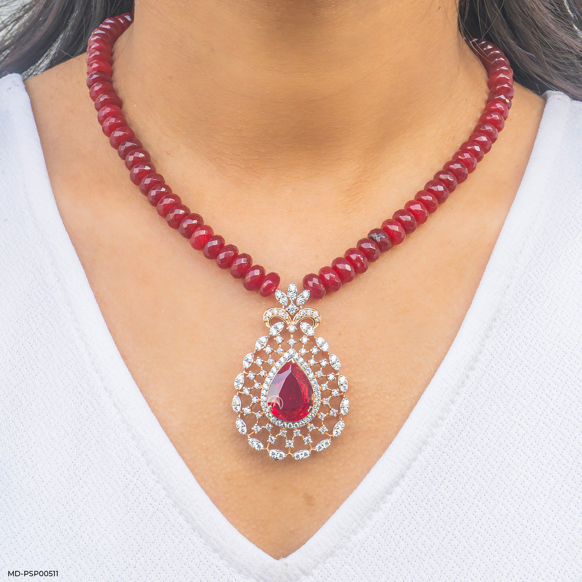 Diamond Teardrop Medallion Pendant