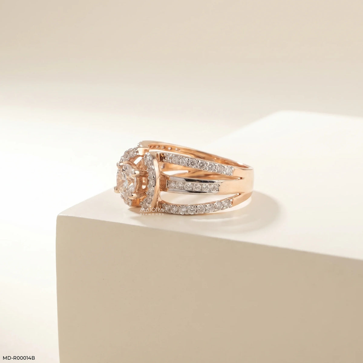 1.25 Carat Parallel Halo Round Lab Diamond Solitaire Ring