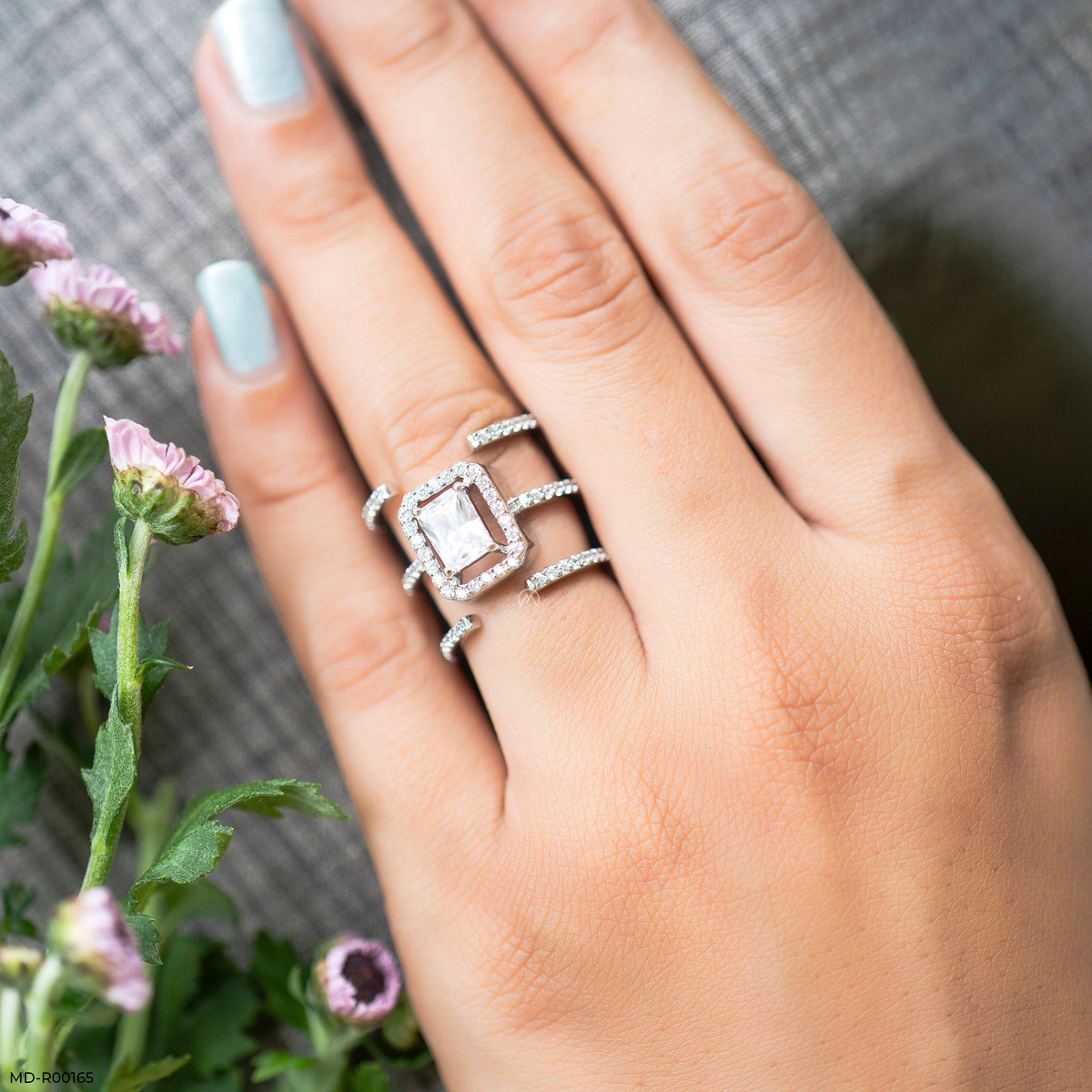 1.5 Carat Emerald Cut Solitaire Halo Ring