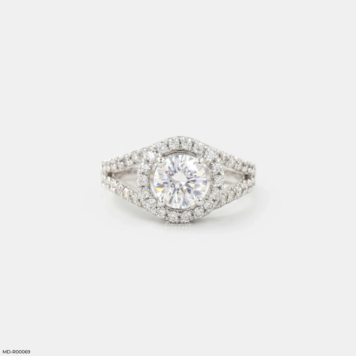 1 Carat Round Solitaire Victorian Halo Ring