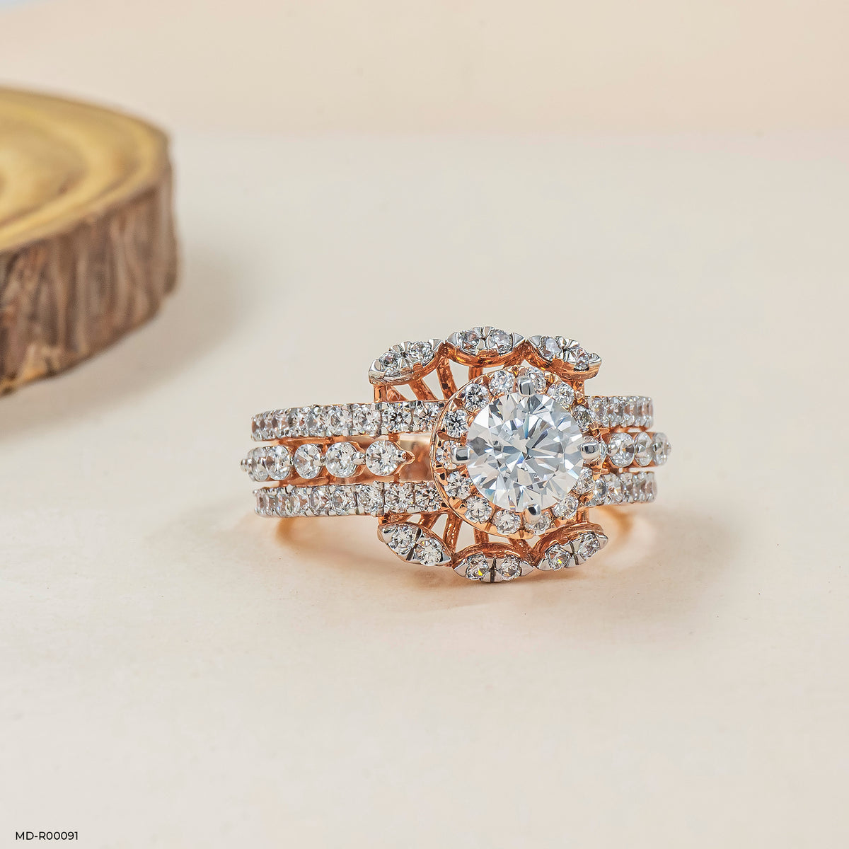 0.75 Carat Round Solitaire Halo Ring