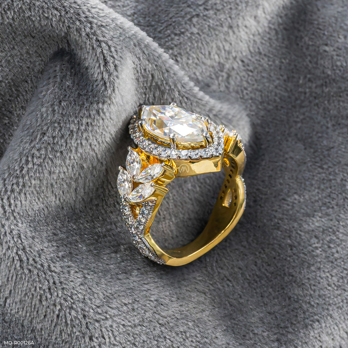 3 Carat Fancy Marquise Solitaire Halo Ring