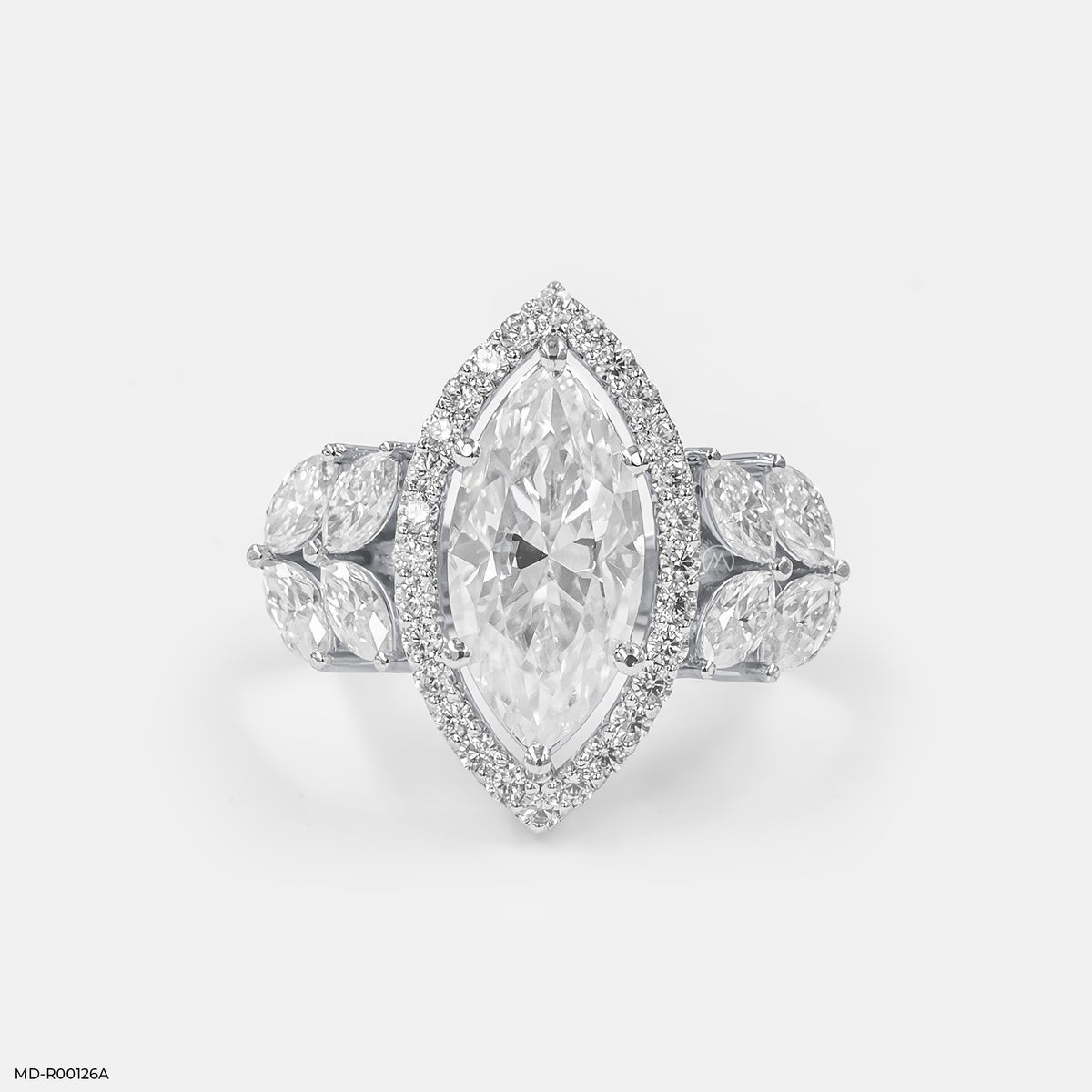 3 Carat Fancy Marquise Solitaire Halo Ring