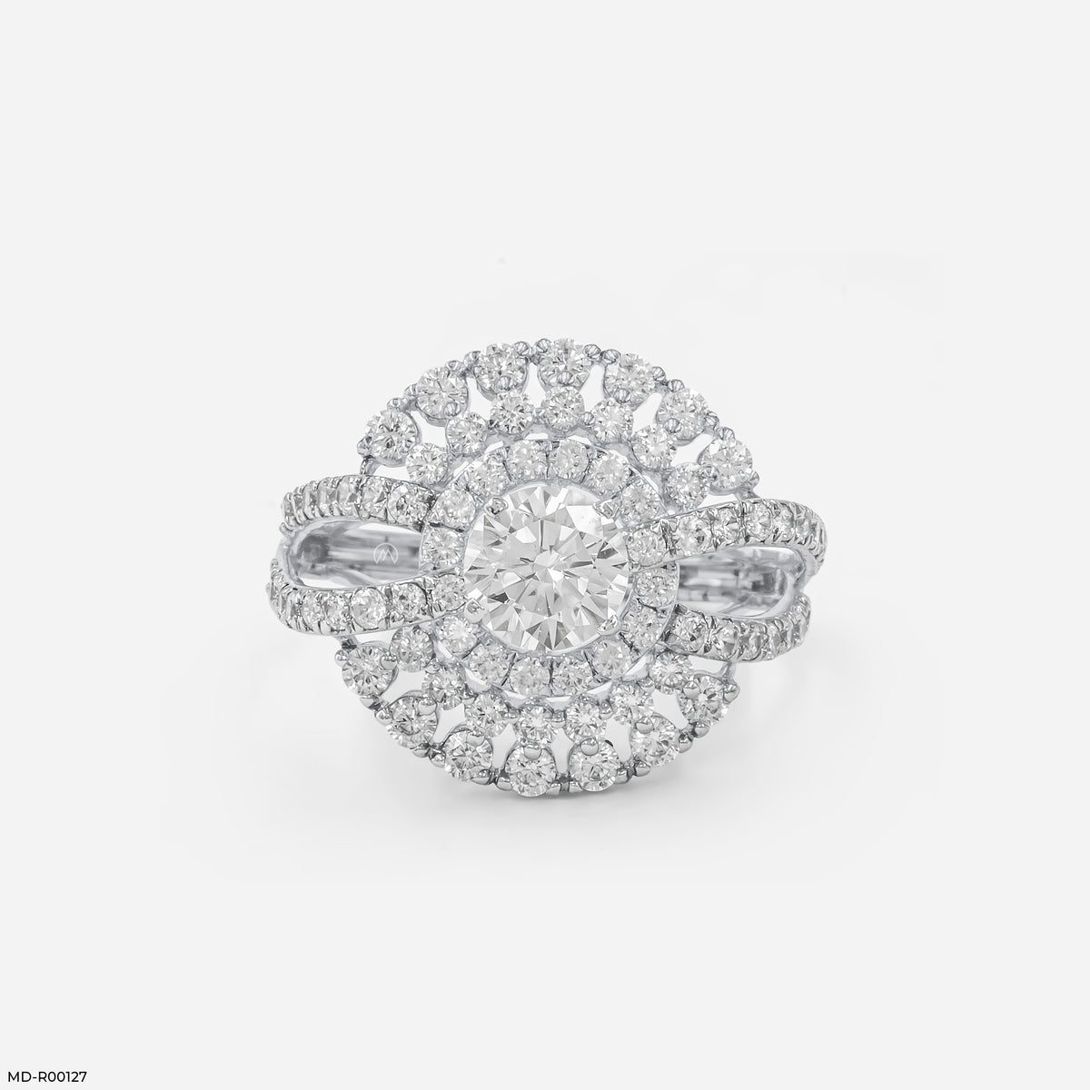 Double Row Pave Sunburst Ring