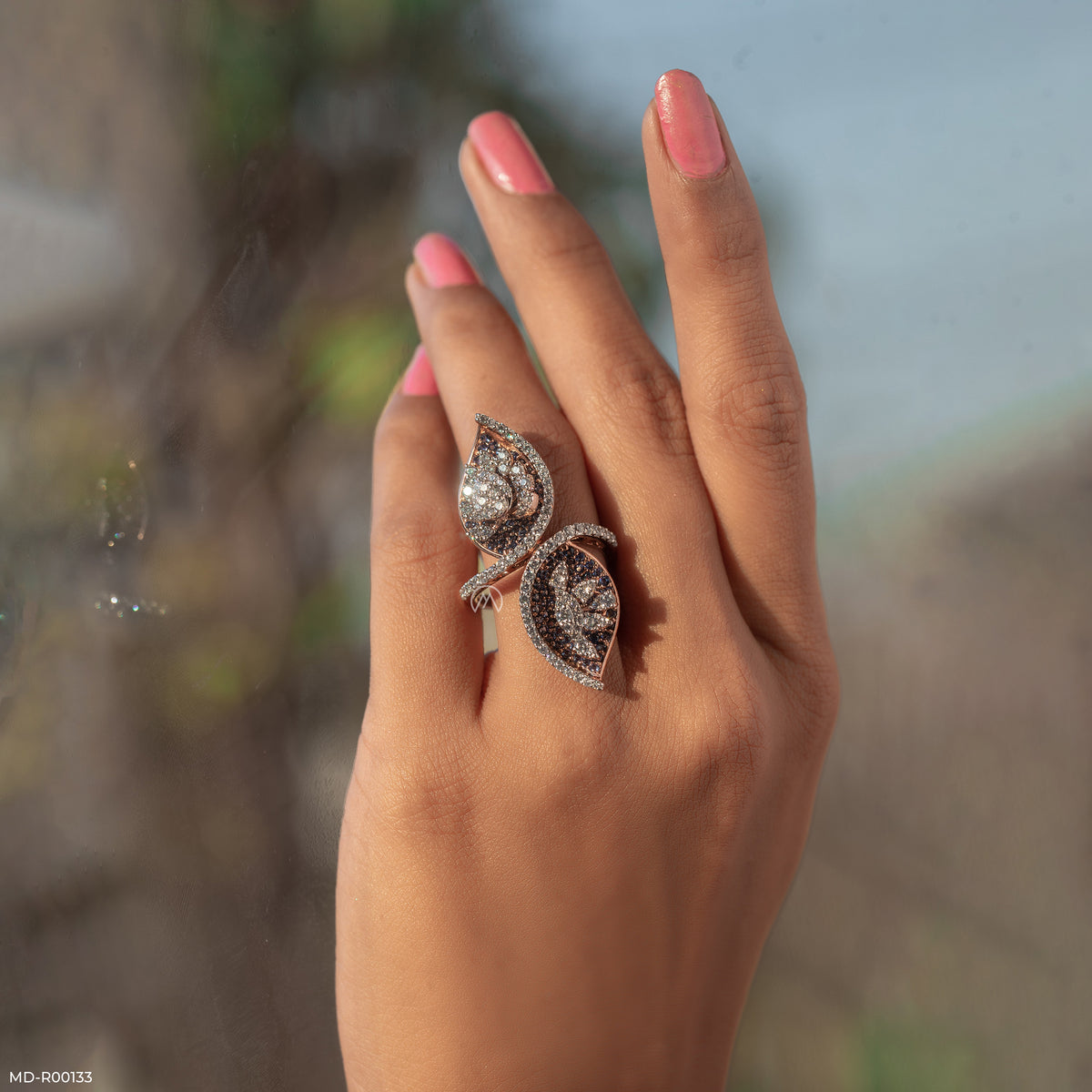 Frozen Leaf Duet Ring