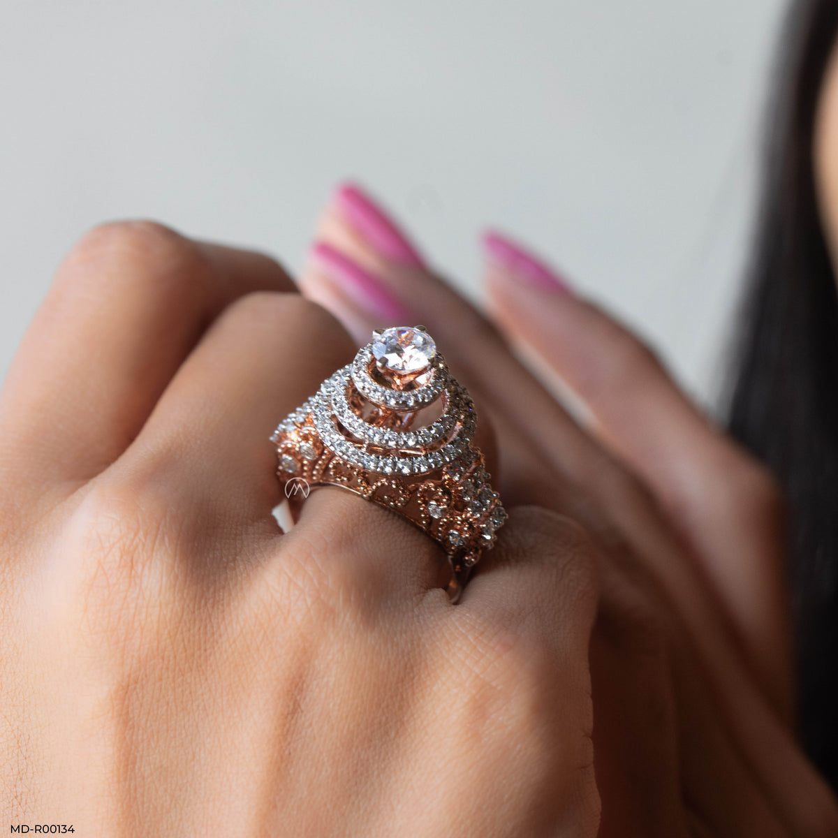 Triple Halo Solitaire Ring