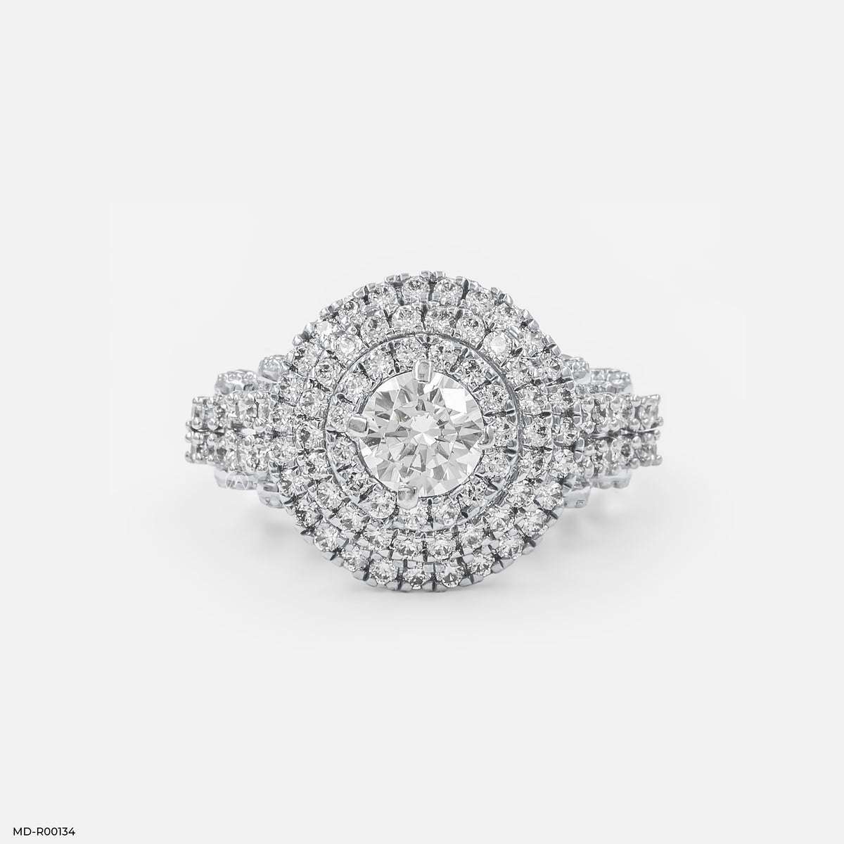 Triple Halo Solitaire Ring