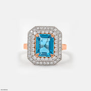 Emerald-Cut Swiss Blue Engagement Diamond Ring