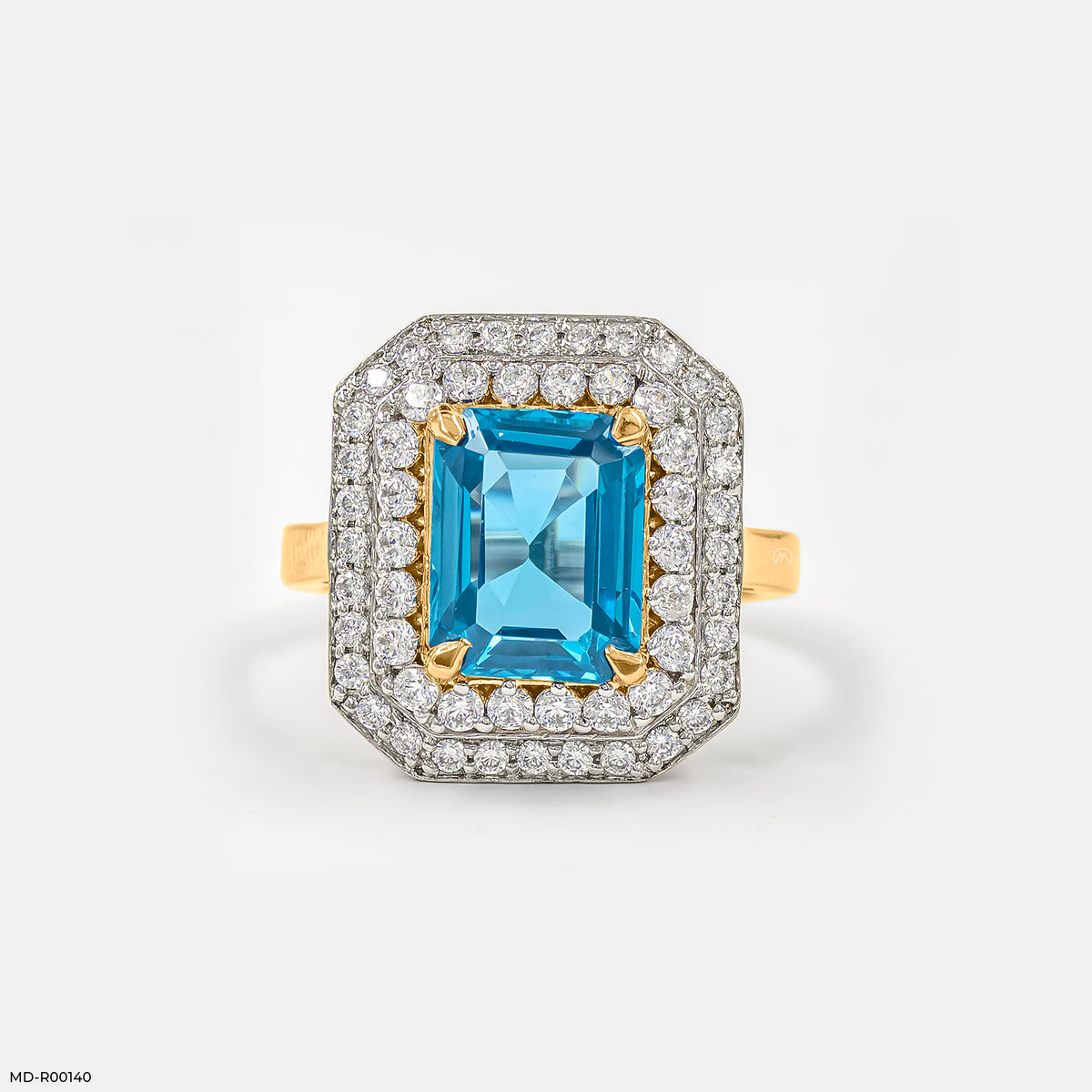 Emerald-Cut Swiss Blue Engagement Diamond Ring