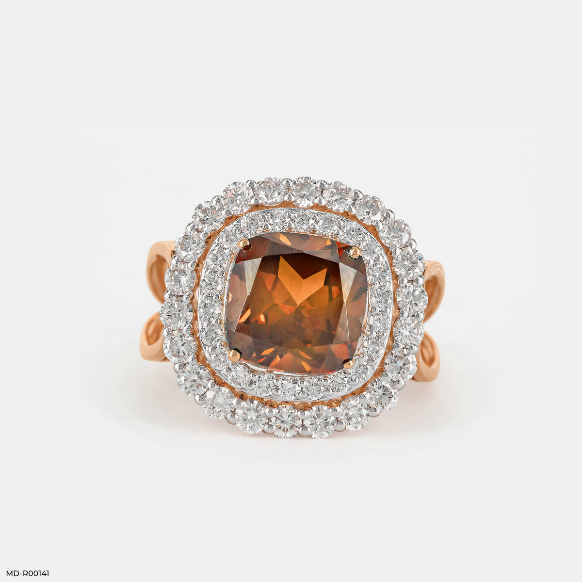 Yellow Sapphire Halo Diamond Ring