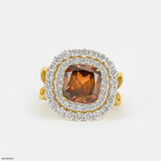 Yellow Sapphire Halo Diamond Ring