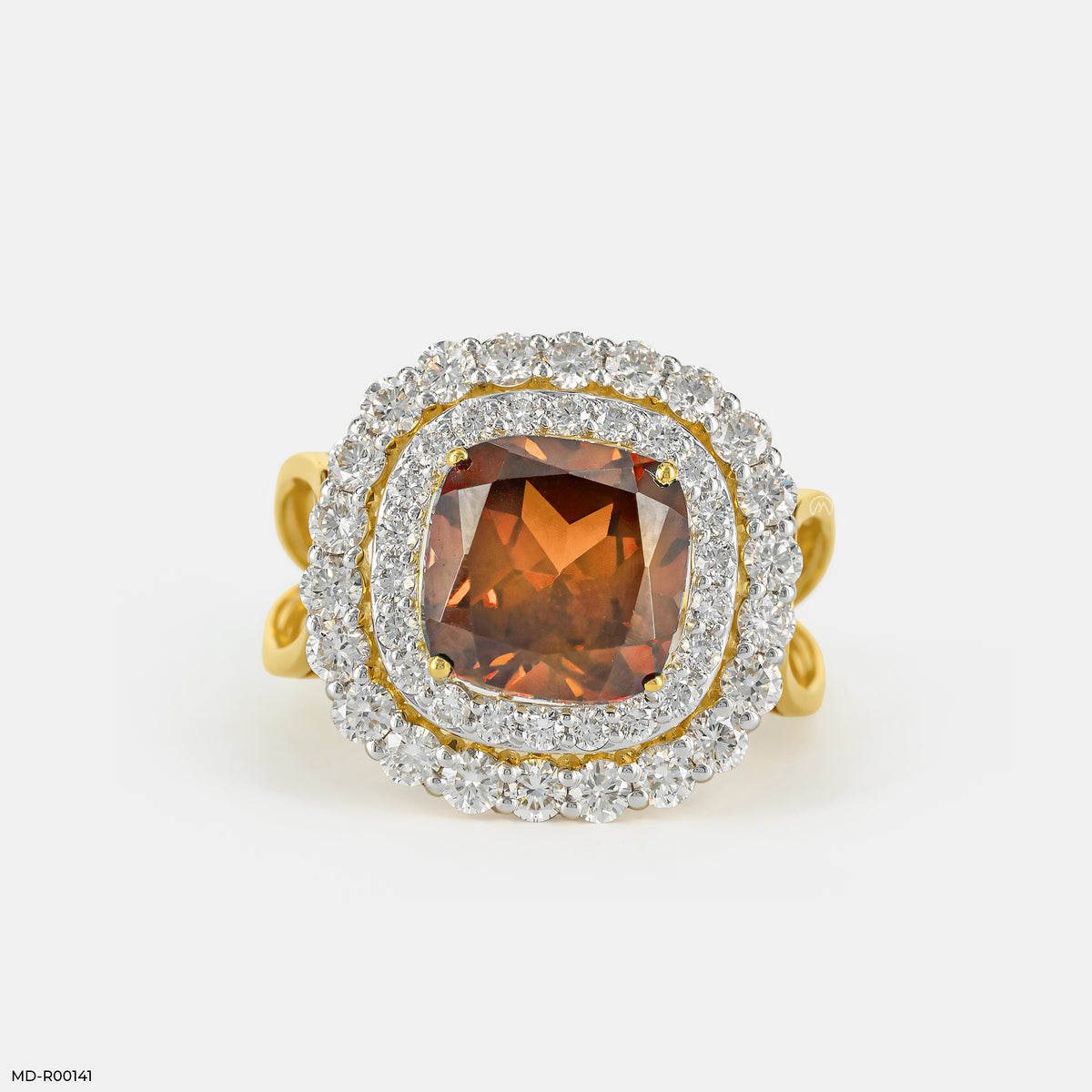 Yellow Sapphire Halo Diamond Ring