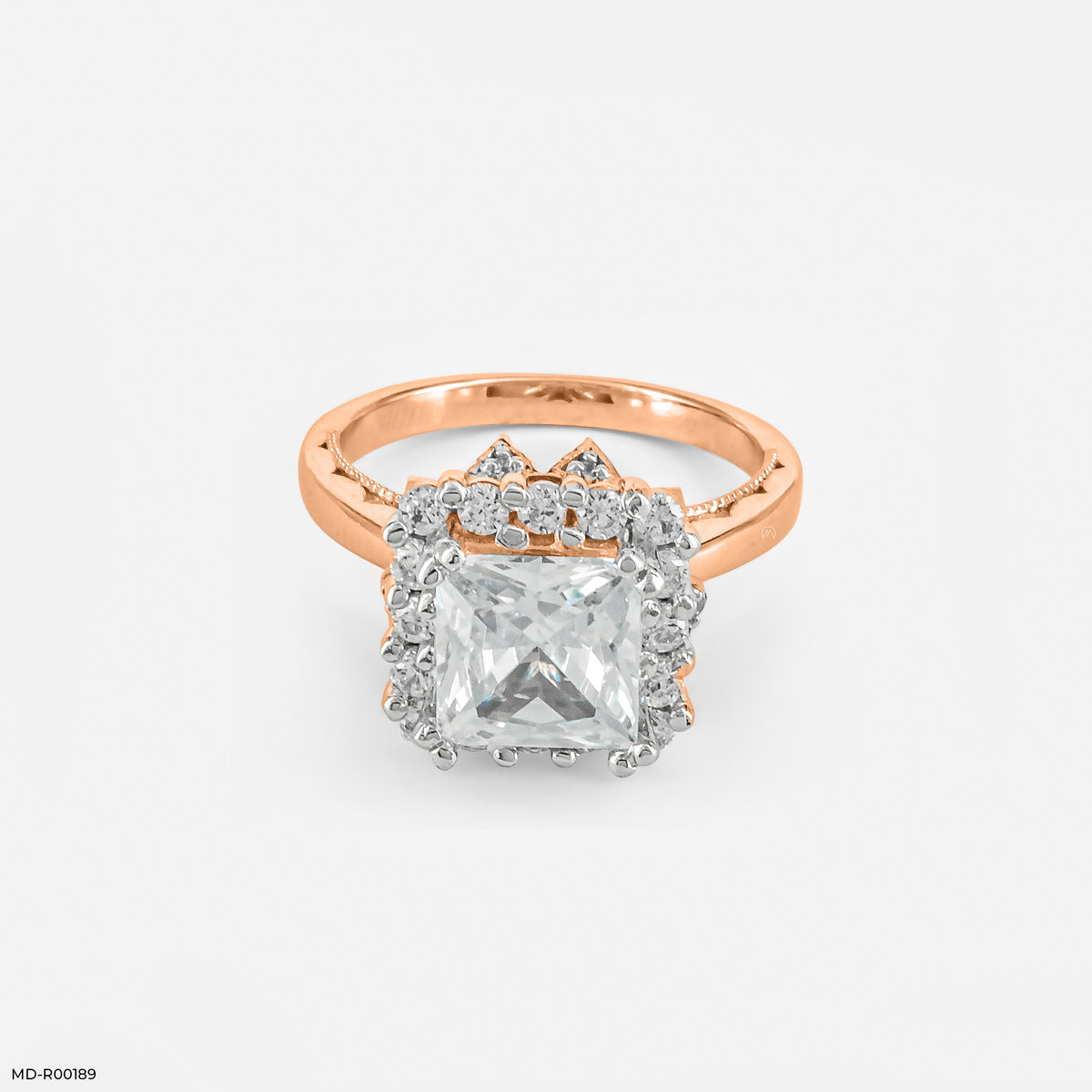 The Princess Cut Crown Halo Ring