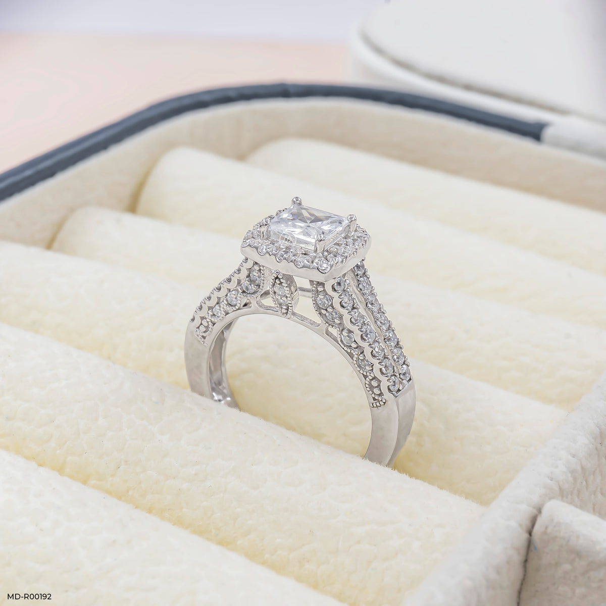 1 Carat Princess Cut Solitaire Halo Ring