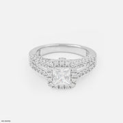 1 Carat Princess Cut Solitaire Halo Ring