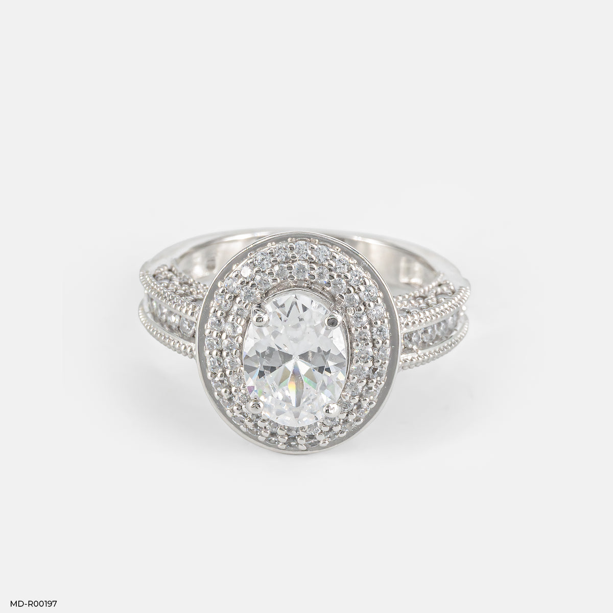 1.5 Carat Oval Solitaire Double Halo Ring