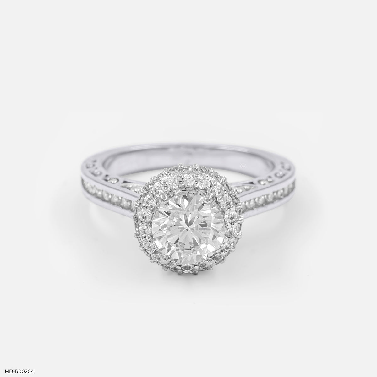 1 Carat Round Solitaire Double Halo Ring