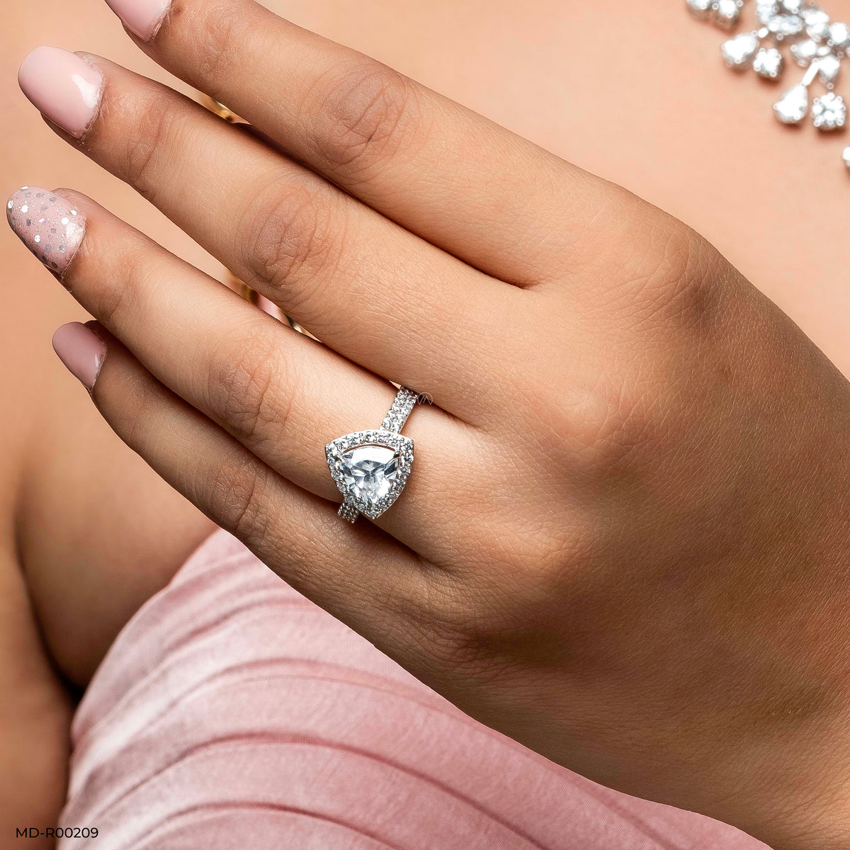 1.5 Carat Triangular Brilliant Cut Halo Ring