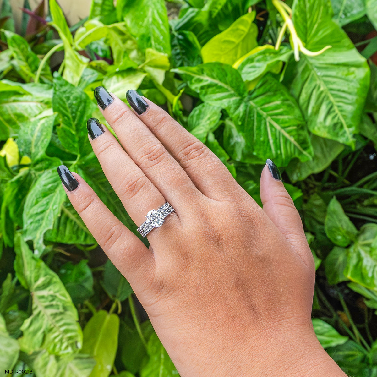 Three-Row Pave Oval Ring