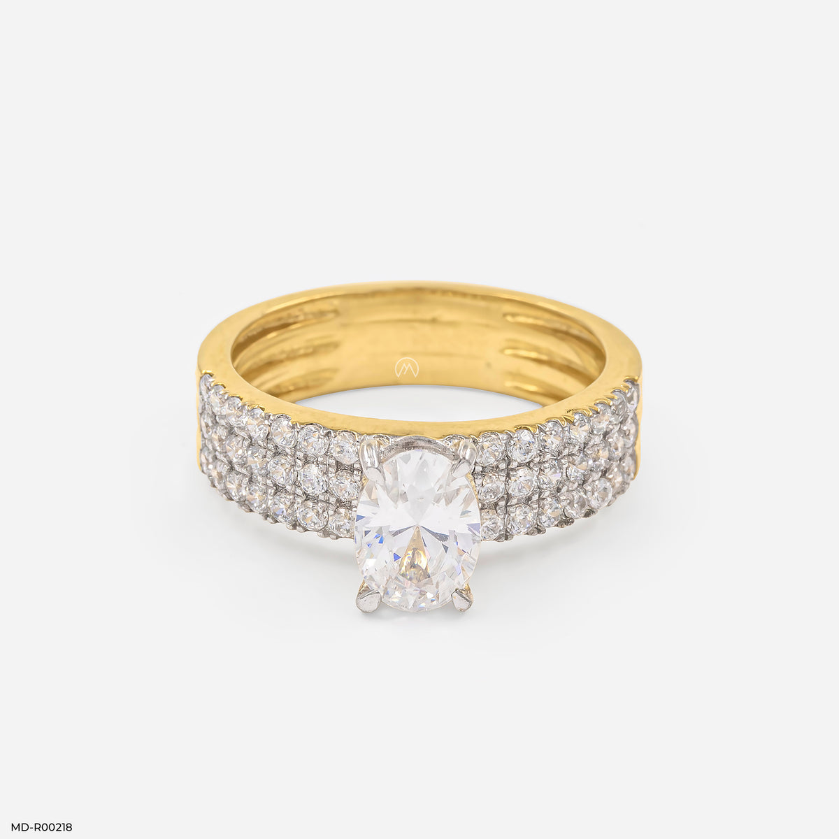 Three-Row Pave Oval Ring