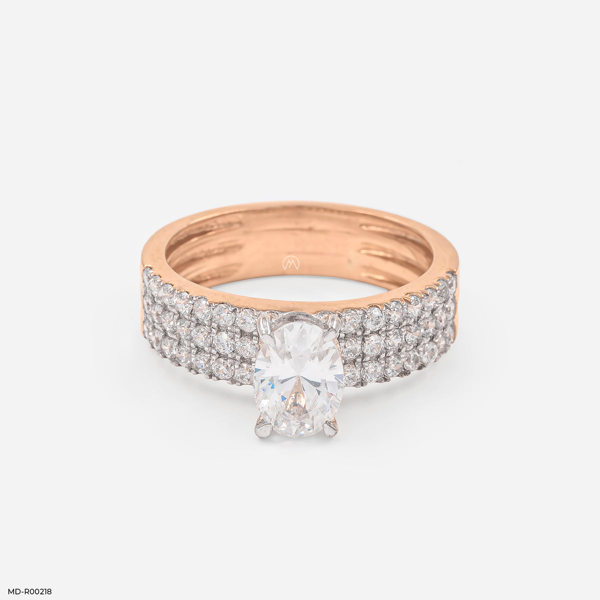 Three-Row Pave Oval Ring