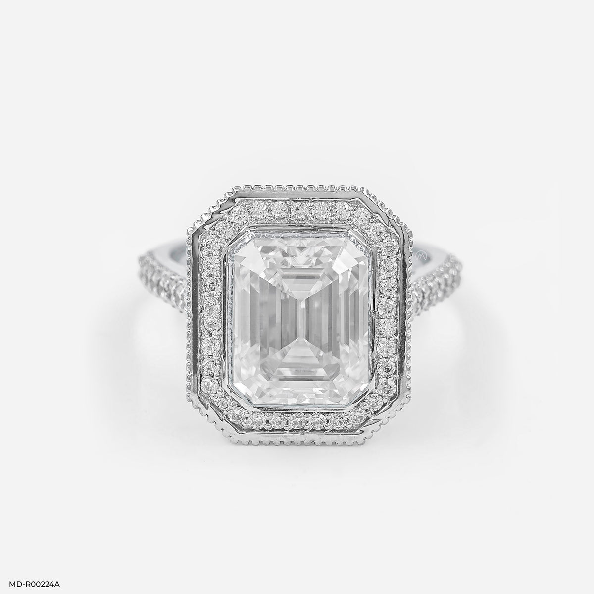 3 Carat Emerald Cut Solitaire Halo Ring