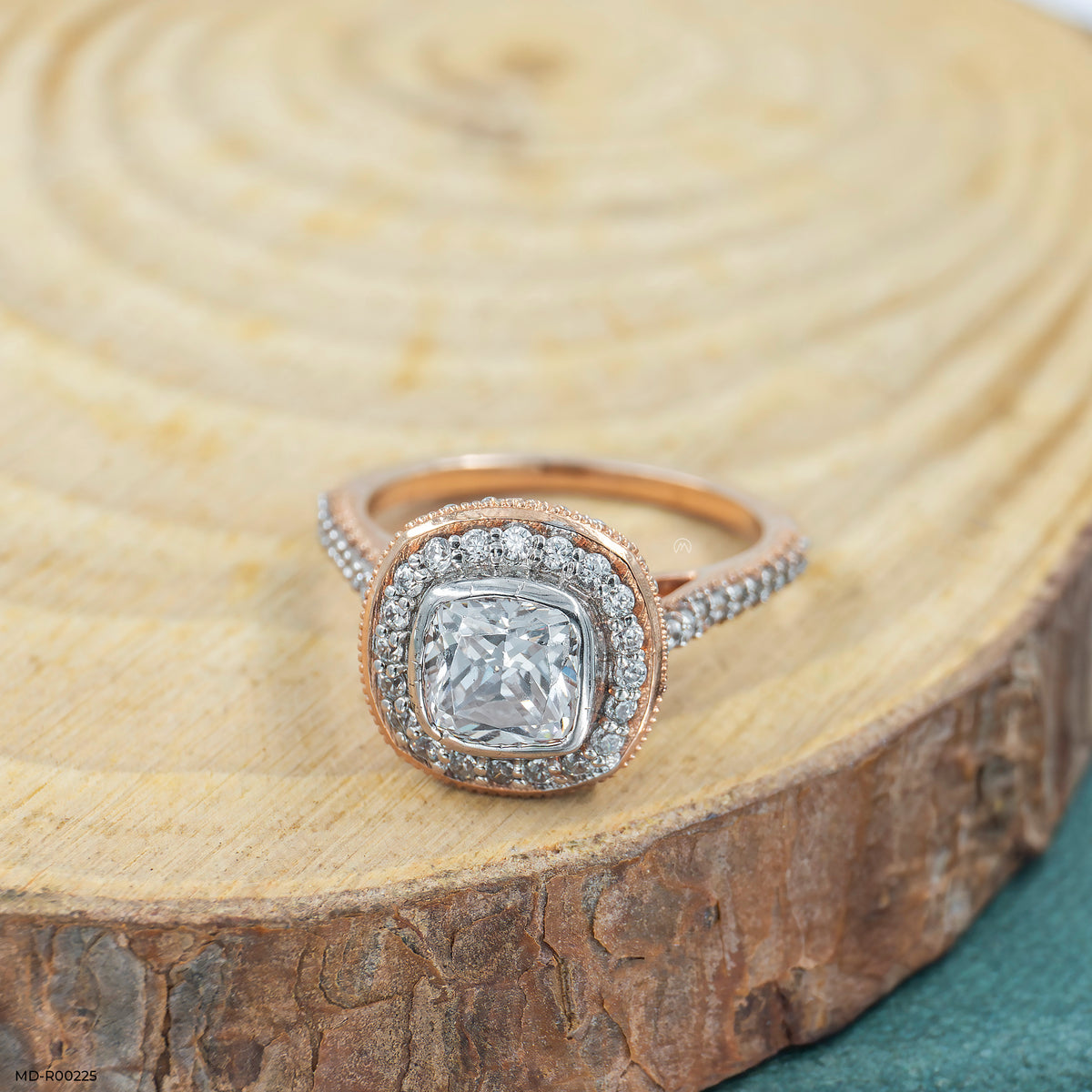 1.5 Carat Cushion Solitaire Halo Ring