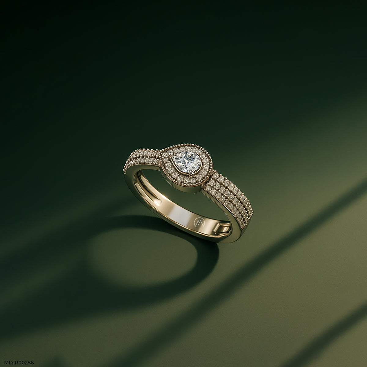 Pear-shaped Diamond Halo Ring