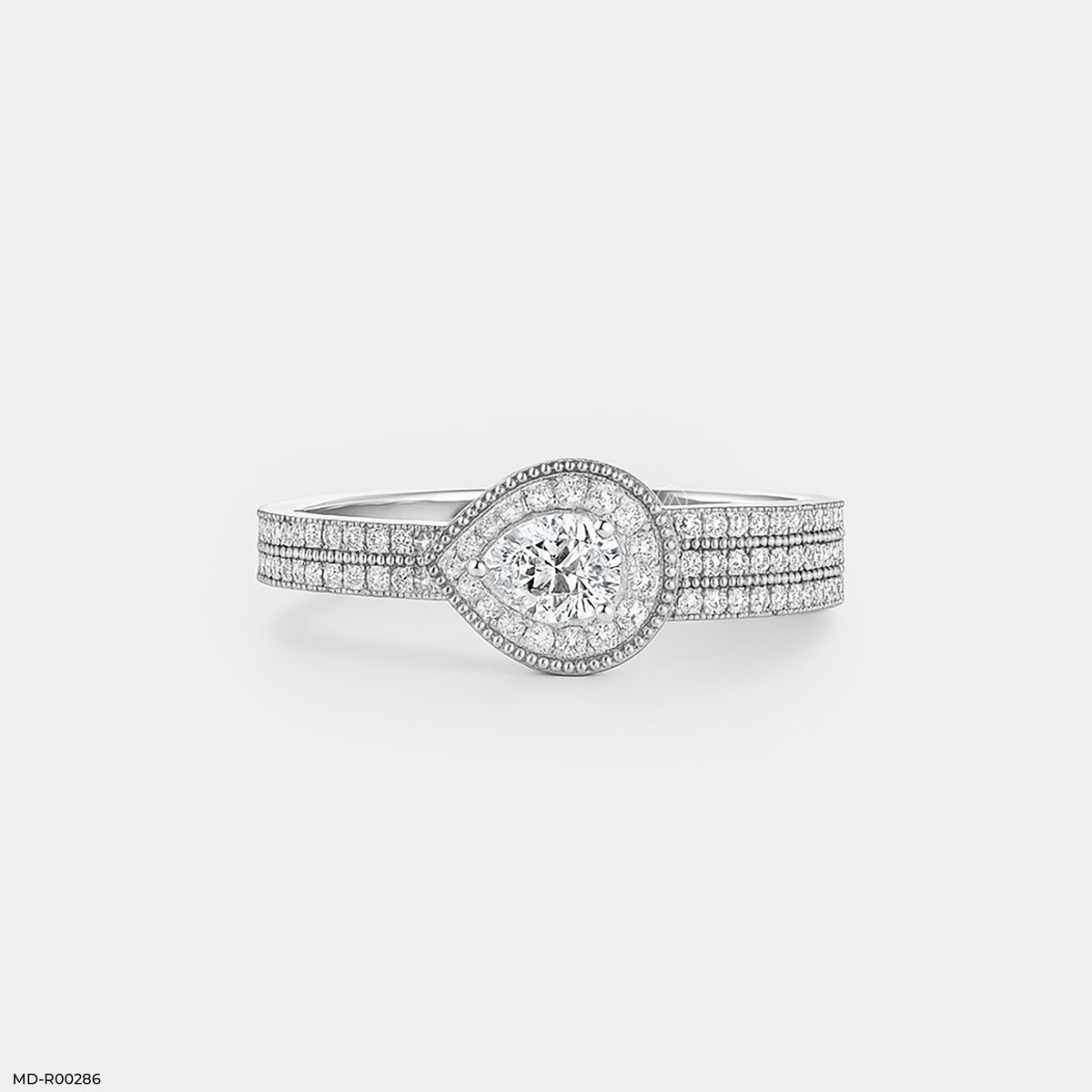 Pear-shaped Diamond Halo Ring