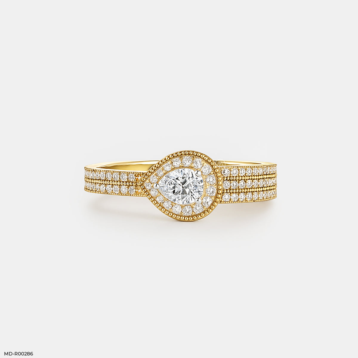 Pear-shaped Diamond Halo Ring