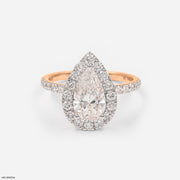 1.5 Carat Pear Solitaire Halo Lab Diamond Ring