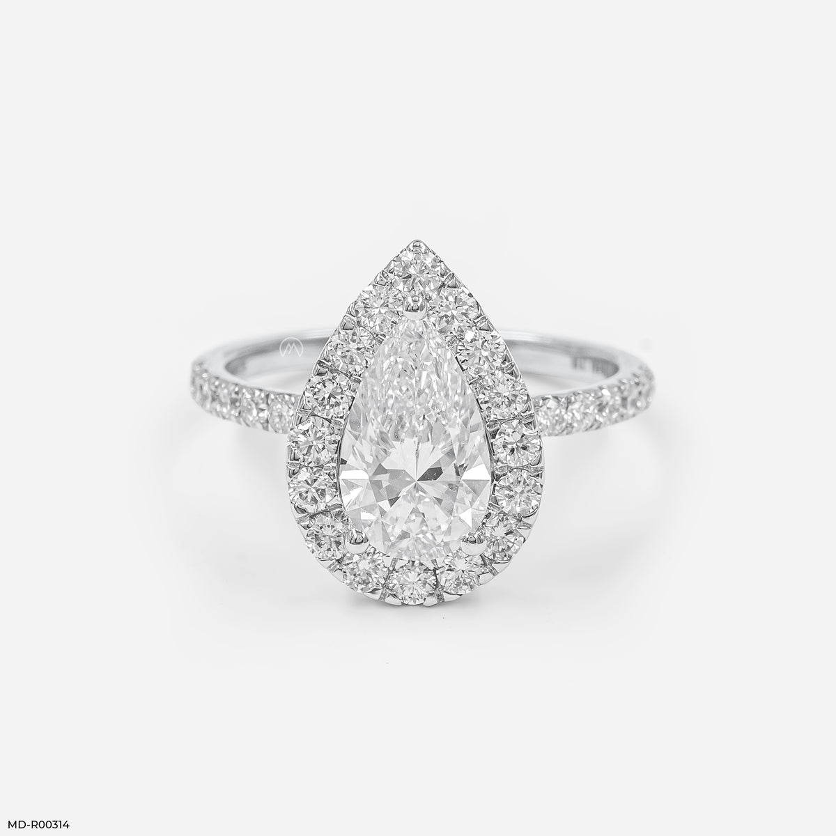 1.5 Carat Pear Solitaire Halo Lab Diamond Ring