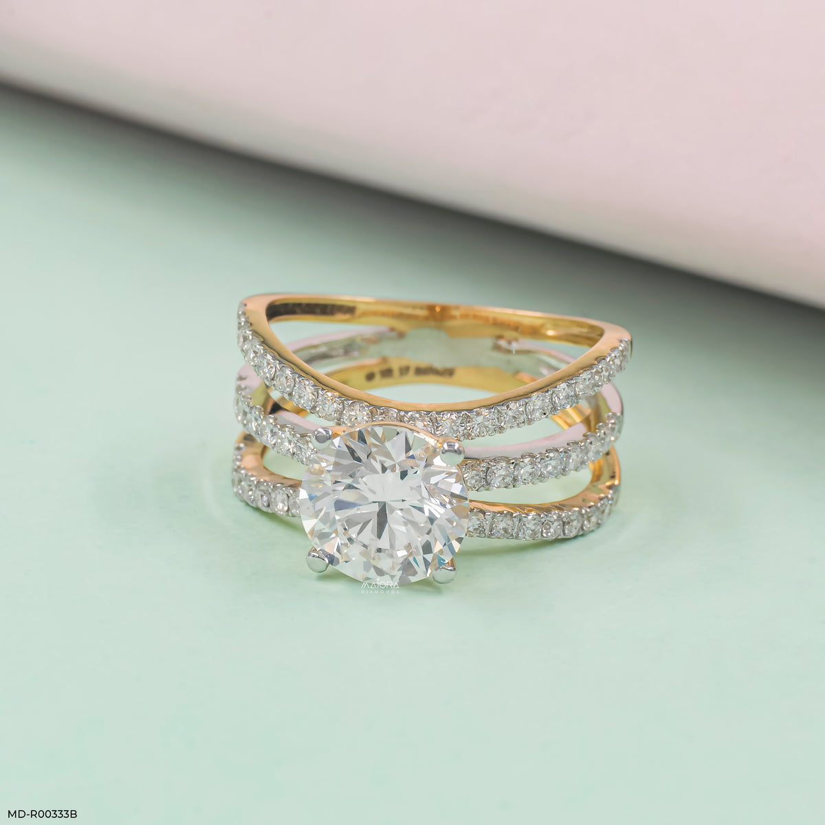 2.70 Carat Round Solitaire Trinity Lab Diamond Ring