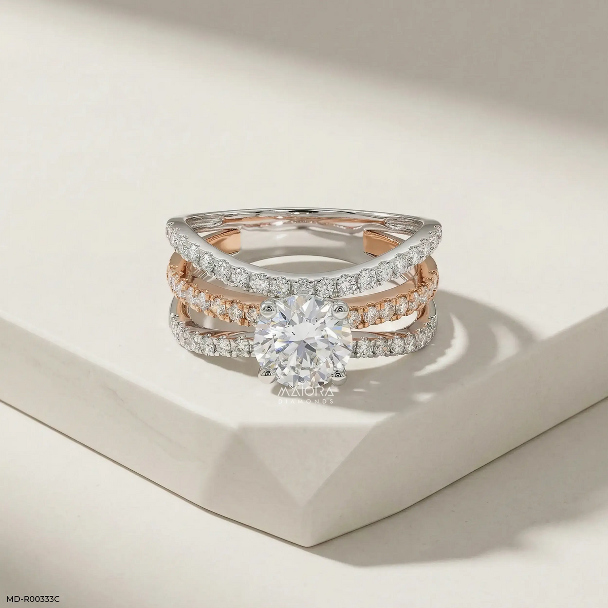 1.5 Carat Round Solitaire Trinity Lab Diamond Ring