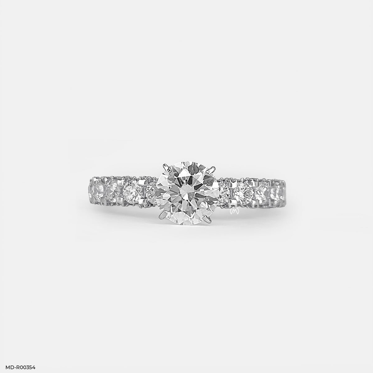 1 Carat Round Classic Side Diamond Ring