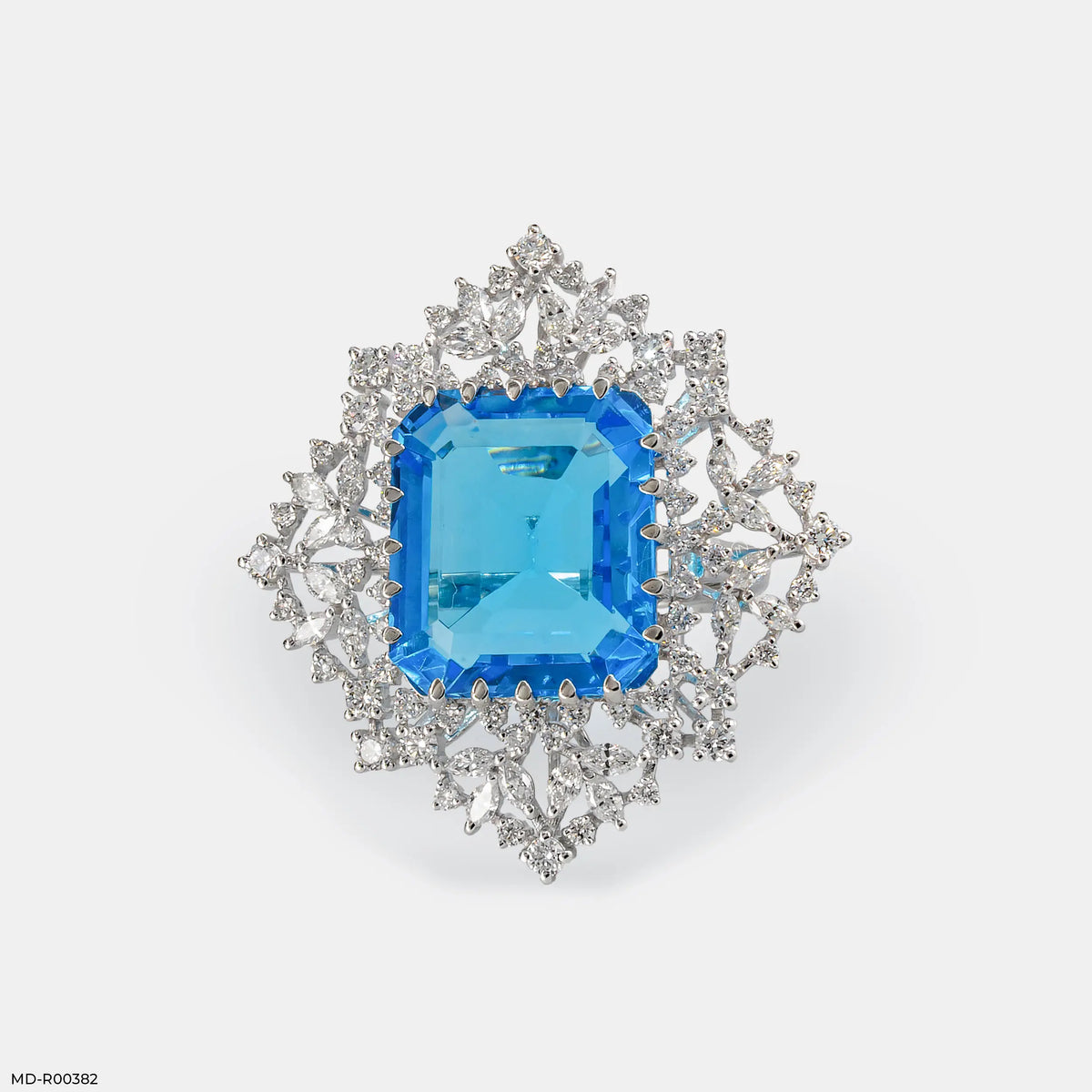 Glacial Floral Blue Diamond Ring