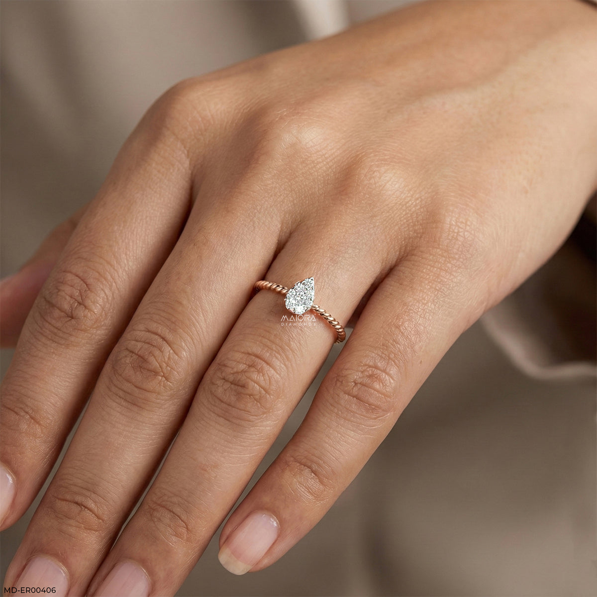 0.15 Carat Classy Leaf Lab Diamond Ring