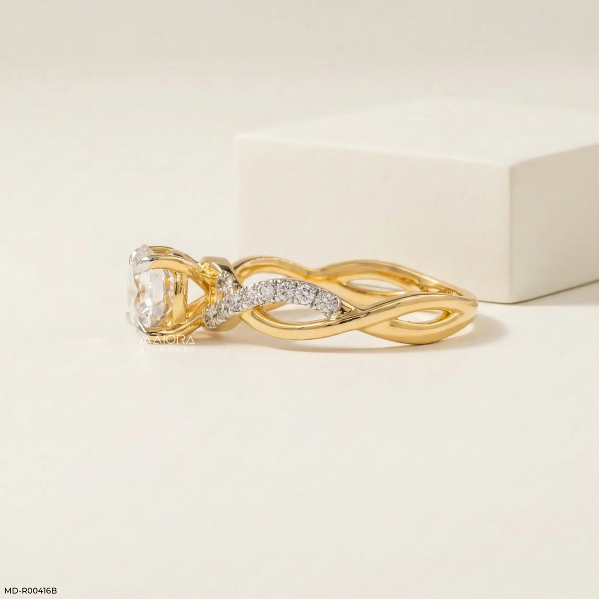 1.25 Carat Criss Cross Solitaire Lab Diamond Ring