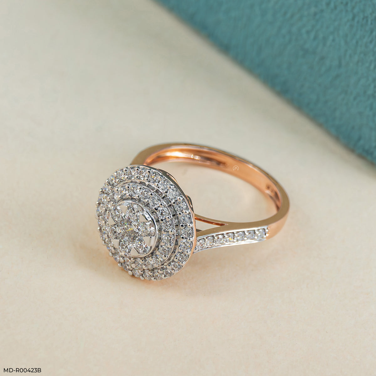 0.75 Carat Sunburst Halo Cluster Lab Diamond Ring