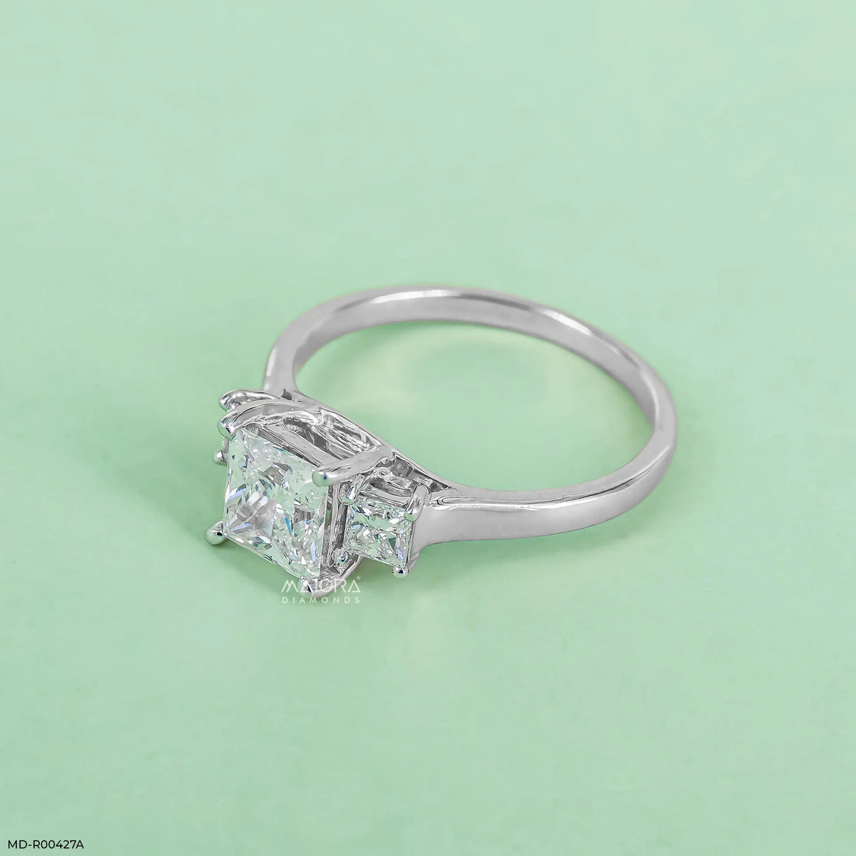 0.95 Carat Princess Three Stone Ring