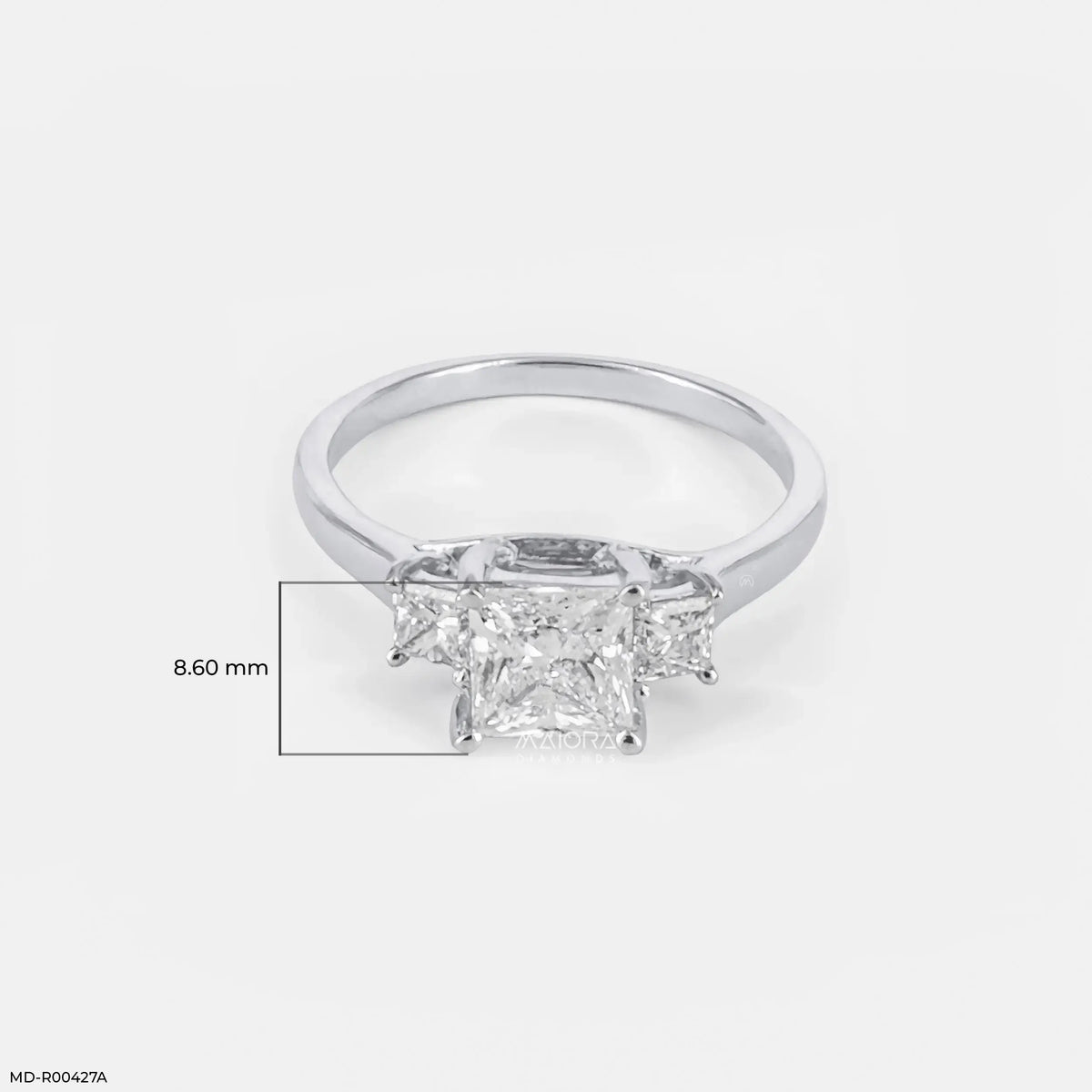 0.95 Carat Princess Three Stone Ring