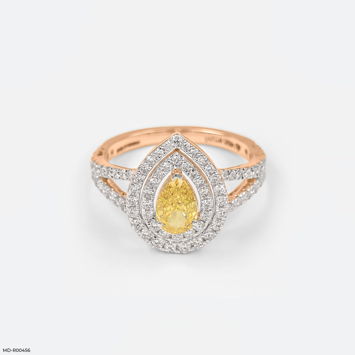 1.5 Carat Canary Teardrop Split-Shank Diamond Ring